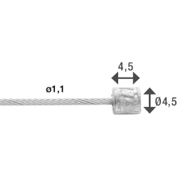 Indvendig skiftekabel Elvedes 2250 mm 31 trde - rustfrit stl Slick 1,1 mm N-nippel 4,54,5 mm (ske med 50 stk.)