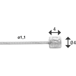 Indvendig skiftekabel Elvedes 2250 mm 7 x 7 trde - rustfrit stl 1,1 mm med N-nippel 4 x 4 mm (ske med 100 stk.)