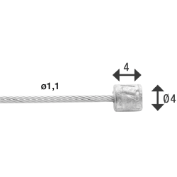 Indvendig skiftekabel Elvedes 2250 mm 7 x 7 trde rustfrit stl 1,1 mm med N-nippel 4,5  4,5 (ske med 50 stk.)