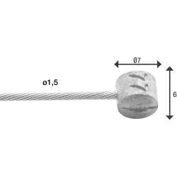 Indvendigt bremsekabel Elvedes 2250 mm 7 x 7 trde - rustfrit stl 1,5 mm med T-nippel 7 x 6 mm (ske 100 stk.)
