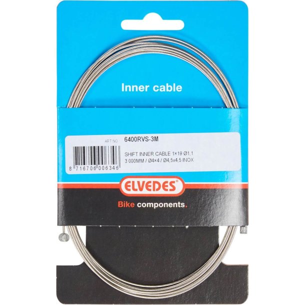 Elvedes Schakel indre kabel Rustfrit stl 3m 2 Nippels 4x4 og 4,5x4,5