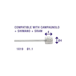 Elvedes indvendigt gearkabel i rustfrit st�l Slick 49-tr�d nippel 4x4