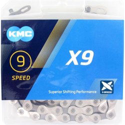 KMC k�de X9 9-speed s�lv/gr� 114 led