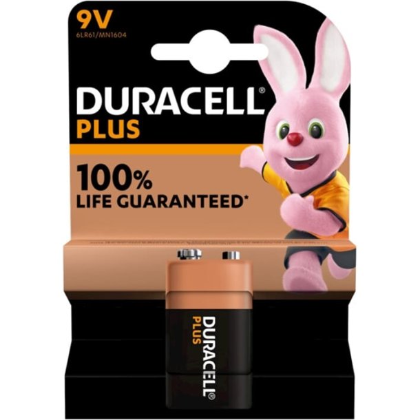 Duracell batteri plus 100% ekstra liv MN1604/6LR61 9V BP1