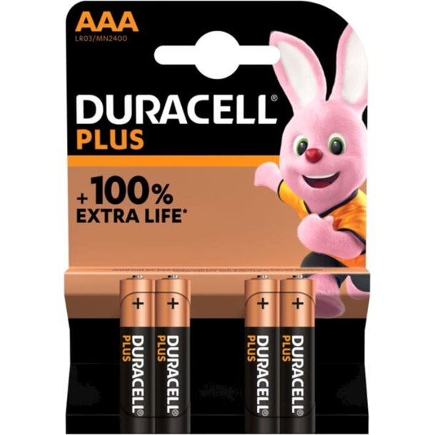 Duracell batteri plus 100% ekstra liv MN2400/LR03/AAA BP4