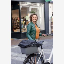 Tilbehrspakke til New Looxs Clipper cykelkurv, med bundplade og vandtt betrk - sort