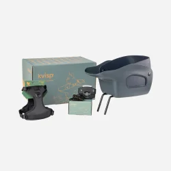 Kvisp hundekurv til cykel, med sele M - midnatsgr