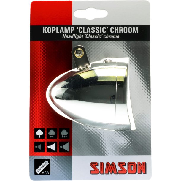 Simson Forlygte Classic batteriery Chrome