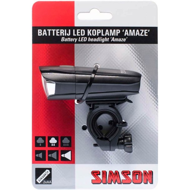 Simson forlygte Amaze batteriery 25 Lux Sterior Bend