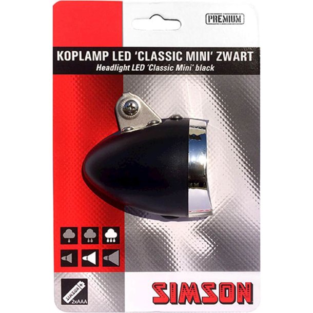 Simson forlygter klassisk mini batteri 4 lux