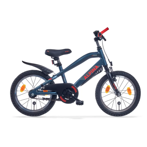 16" Alpina Trial drengecykel aluminium ramme, fodbremse - petroleum m�rkebl�