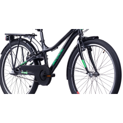 S'COOL troX 24-N3 24" drengecykel med 3 gear, fodbremse - sort/gr�n