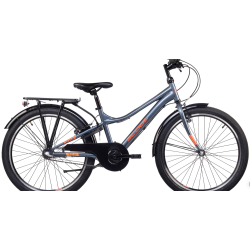 S'COOL troX 24-N3 24" drengecykel med 3 gear, fodbremse - m�rk bl�gr�/orange