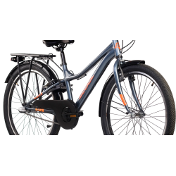S'COOL troX 24-N3 24" drengecykel med 3 gear, fodbremse - m�rk bl�gr�/orange