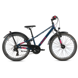 S'COOL troX Pro 24-K7 24" juniorcykel med 7 gear - m�rkebl�/pink