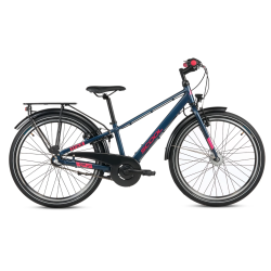 S'COOL troX Pro 24-N3 24" juniorcykel med 3 gear, fodbremse - m�rkebl�/pink