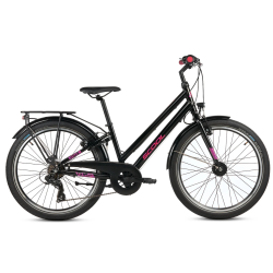 S'COOL chiX Pro 24-K7 24" juniorcykel med 7 gear - sort/pink