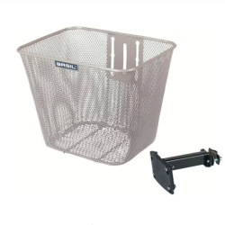 Basil Bilbao cykelkurv med fast montering, 26 x 22 x 27 cm - nude metallic