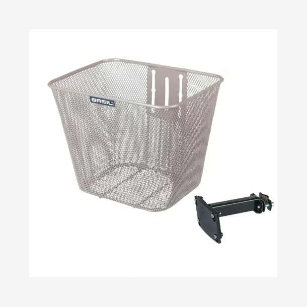 Basil Bilbao cykelkurv med fast montering, 26 x 22 x 27 cm - nude metallic