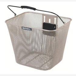 Basil Bilbao cykelkurv med fast montering, 26 x 22 x 27 cm - nude metallic