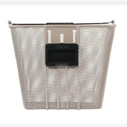 Basil Bilbao cykelkurv med fast montering, 26 x 22 x 27 cm - nude metallic