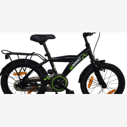 B�rnecykel Bikefun Boost 16 tommer med fodbremse - sort/gr�n