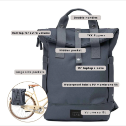 Weathergoods Sweden City Bikepack � 2-i-1 Cykeltaske &amp; Rygs�k (18L) - bl�