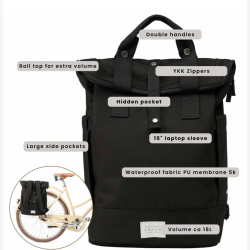 Weathergoods Sweden City Bikepack � 2-i-1 Cykeltaske &amp; Rygs�k (18L) - sort