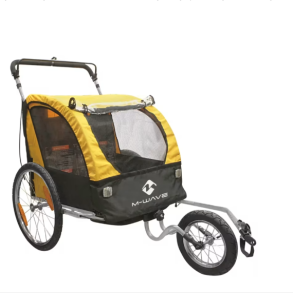 M-WAVE Kids Ride 3-i-1 b�rnecykelanh�nger, klapvogn & jogger � gul/sort