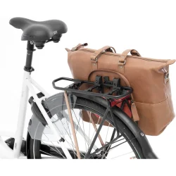 New Looxs brbar cykeltaske i lder Verla cognac brun 21 liter