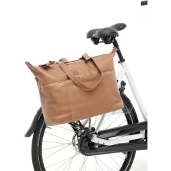 New Looxs brbar cykeltaske i lder Verla cognac brun 21 liter