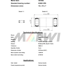 Union kugleleje CB-062 63800 2RS (10x19x7)