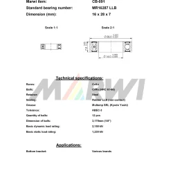 Union Kugleleje CB-091 MR16287 2RS (16x28x7)
