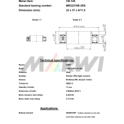 Union kugleleje CB-145 MR22378B 2RS (22x37x8/11,5) (udv.)