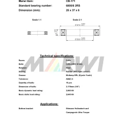Kugleleje Marwi CB-171 6805/6 2RS 25 x 37 x 6
