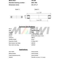 Union kugleleje CB-244 6807 2RS (35x47x7)