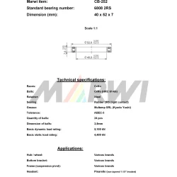 Kugleleje Marwi CB-252 6808 2RS 40 x 52 x 7