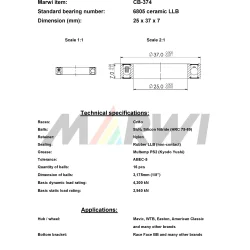 Union keramisk kugleleje CB-374 6805 LLB (25x37x7)