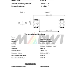 Union kugleleje MAX CB-635 3802V dobbelt rkke LLU (15x24x7)