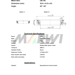 Styrfittingsleje Marwi CB-735 30,5 x 41,8 x 8 45�/45�