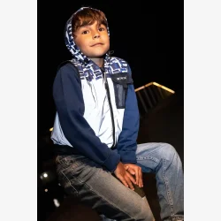Wowow fuld reflekterende vest til b�rn Yoho bl�, med h�tte og lommer -  XL