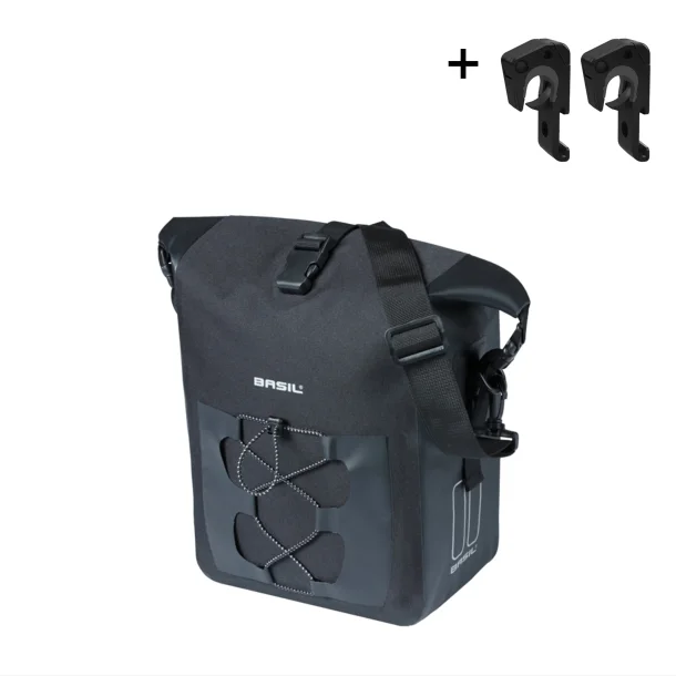 Cykeltaske Basil Navigator Vandt�t M MIK Hooks 12-15L 17 x 28 x 34 cm sort