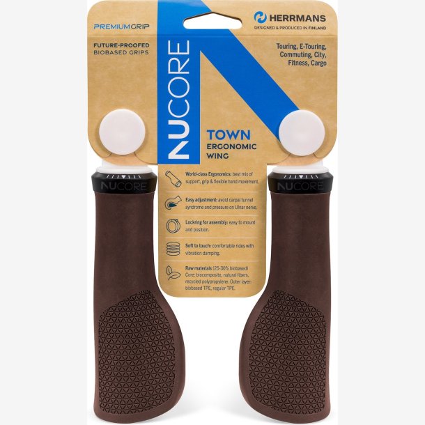 Herrmans styrgreb Nucore Grip city peak 130mm brun