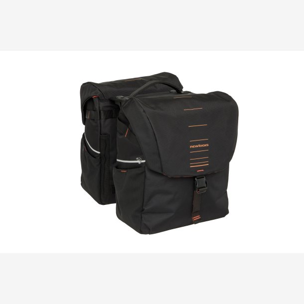 Ny Looxs dobbelt cykeltaske Vigo sort orange Racktime2 40L