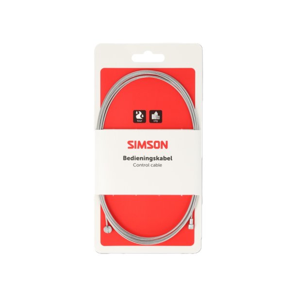 Simson bremsekabel rustfrit st�l 2,35m 2 nipler ton/p�re