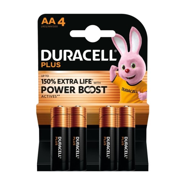 Duracell-batteri Plus 150% ekstra levetid MN1500/LR6/AA BP4