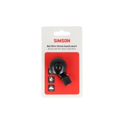 Simson cykelklokke Mini 32mm med fleksibel rem - sort