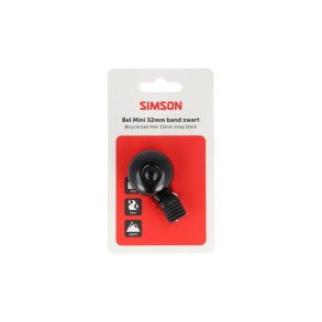 Simson cykelklokke Mini 32mm med fleksibel rem - sort