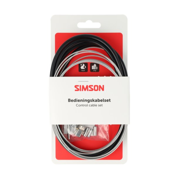 Simson bremsekabel Nexus rustfrit st�l med justeringsbolt + unbrakon�gle, sort