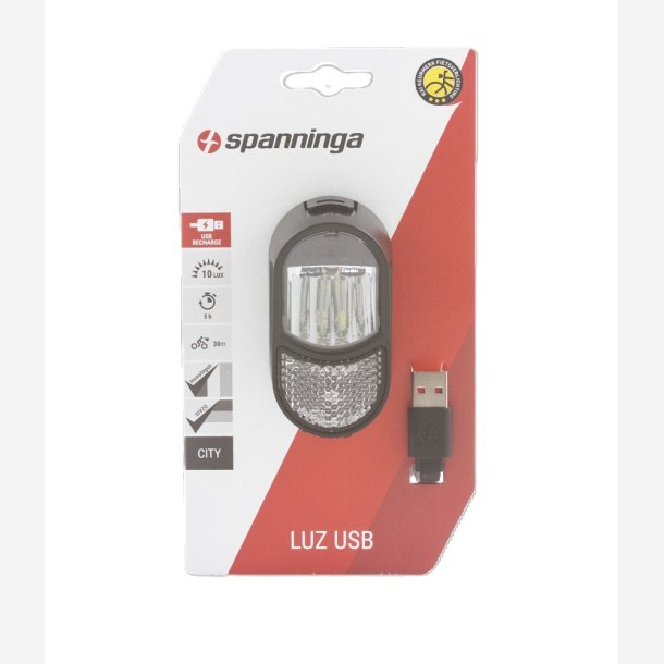 Spanninga Luz XB USB forlygte sort